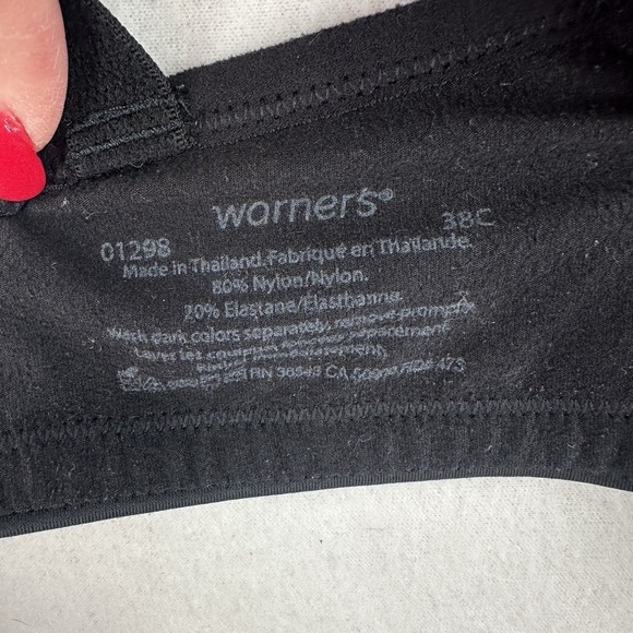 Warners No Side Effects Black Wireless Padded Bra 38C Women Adjustable Straps - Picture 5 of 5